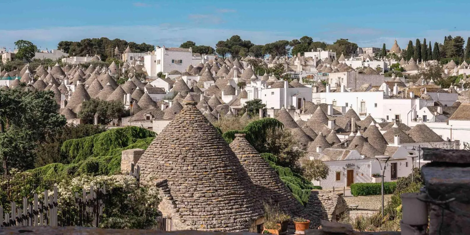 Panorama across Alberobello’s trulli roofs